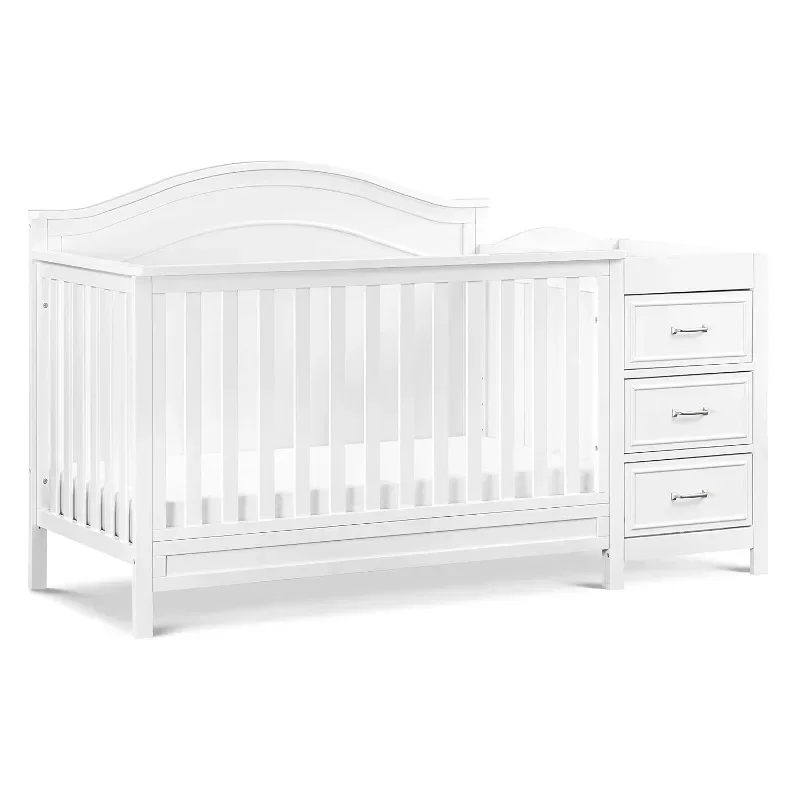 4-in-1 Convertible Crib and Changer Combo in White