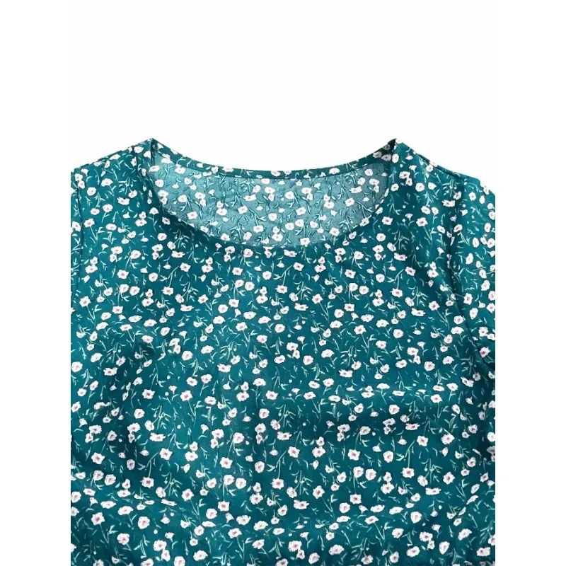 Robe décontractée à manches courtes pour femmes, grande taille, nouvelle mode, adaptée aux déplacements quotidiens, col de jardin imprimé complet du corps