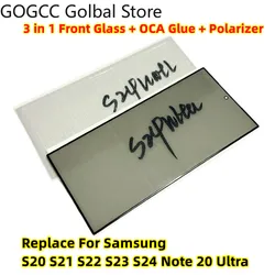 1/5Pcs Front Glass +OCA +Polarizer For Samsung Galaxy S21 S22 S23 S24 Note 20 Ultra S25 Outer LCD Touch Screen Lens Replacement