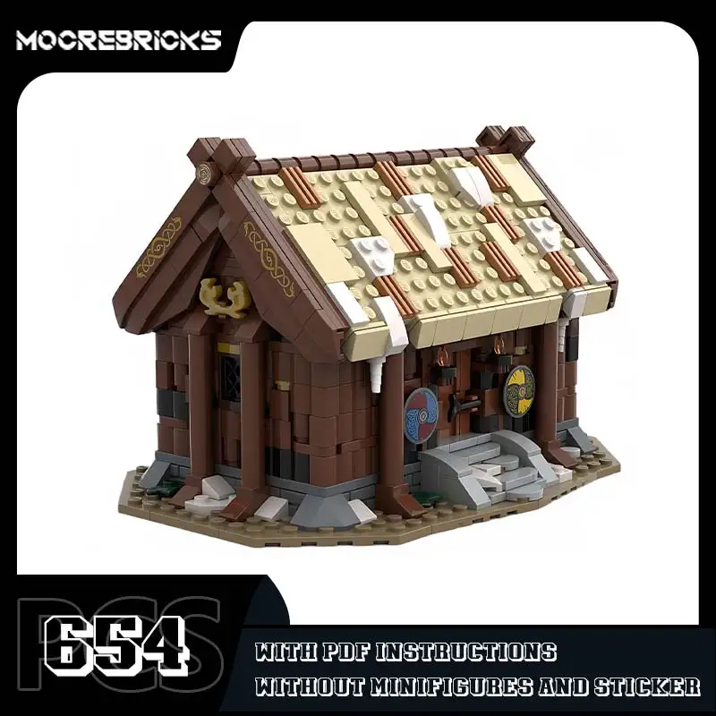 

Viking Village House Medieval Architecture Model MOC-183114 Creative Building Blocks Bricks Toy Set Children's Christmas Gifts