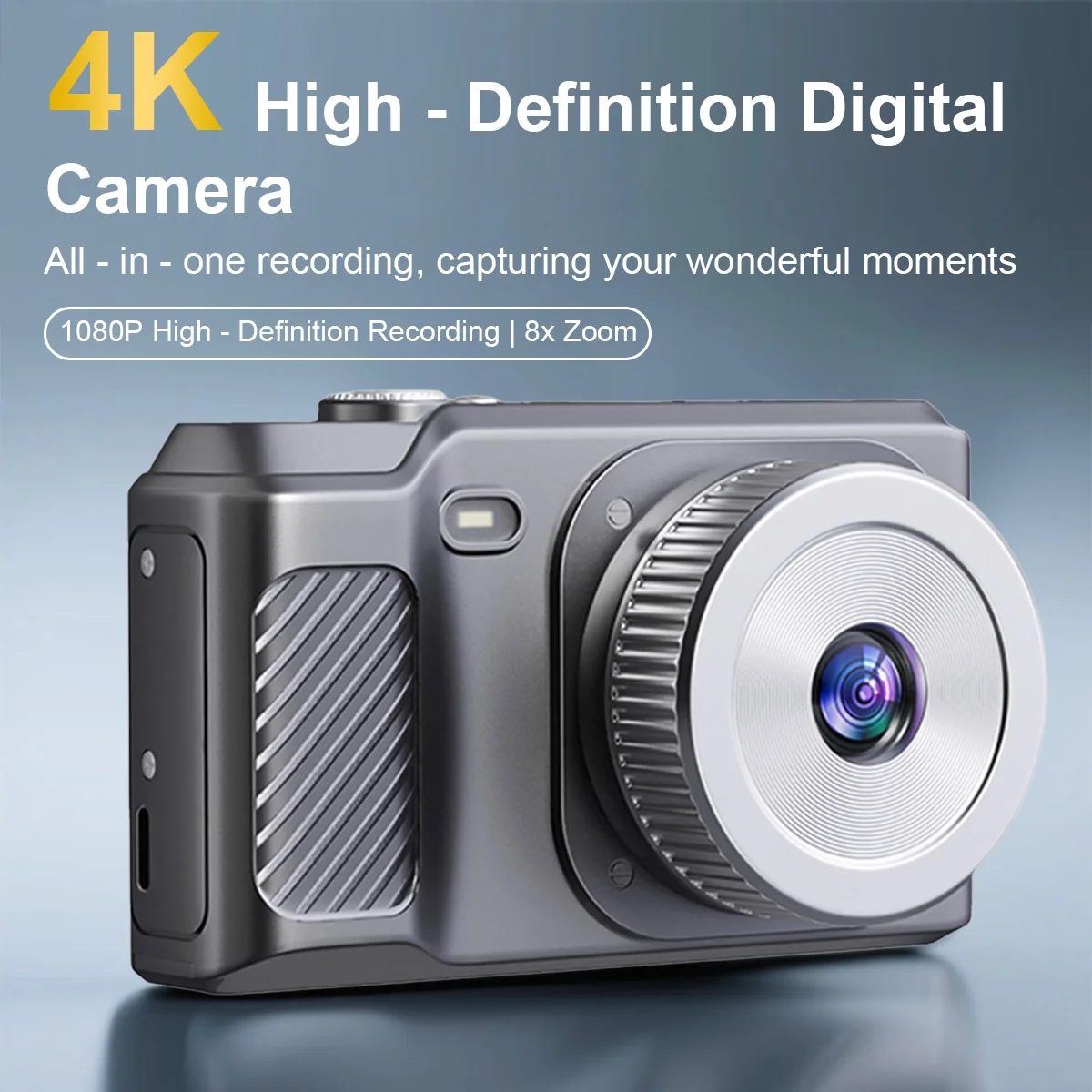 4K high-definition camera with 2.8-inch high-definition screen, built-in flash, 600mAh battery life, 64G large memory