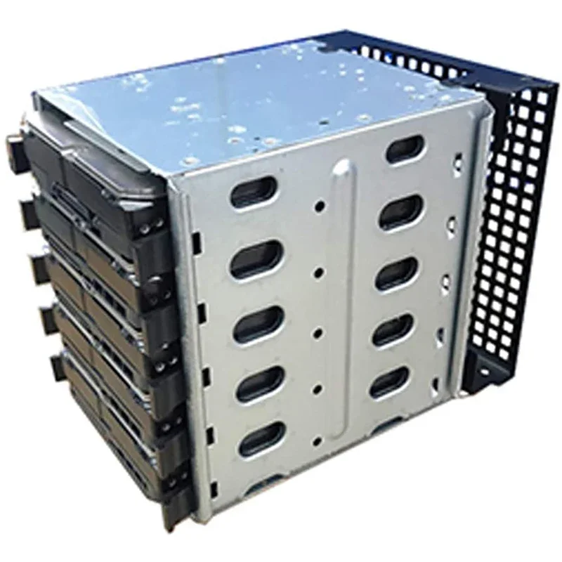 Caja de disco duro de 5,25 pulgadas a 5X3,5; SATA SAS HDD Cage Rack con ventilador, bandeja de disco duro, adaptador Caddy