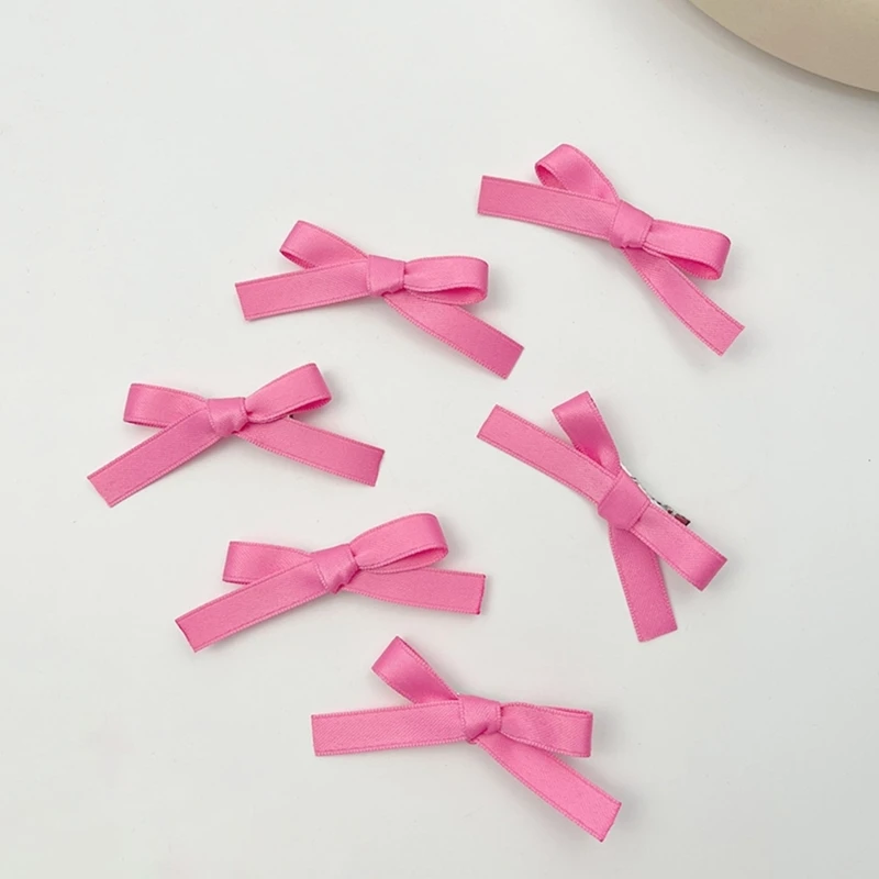 6pcs Girls Hair Clip Ribbon Bowknot Shape Hair Barrettes for Teen Makeup Travel