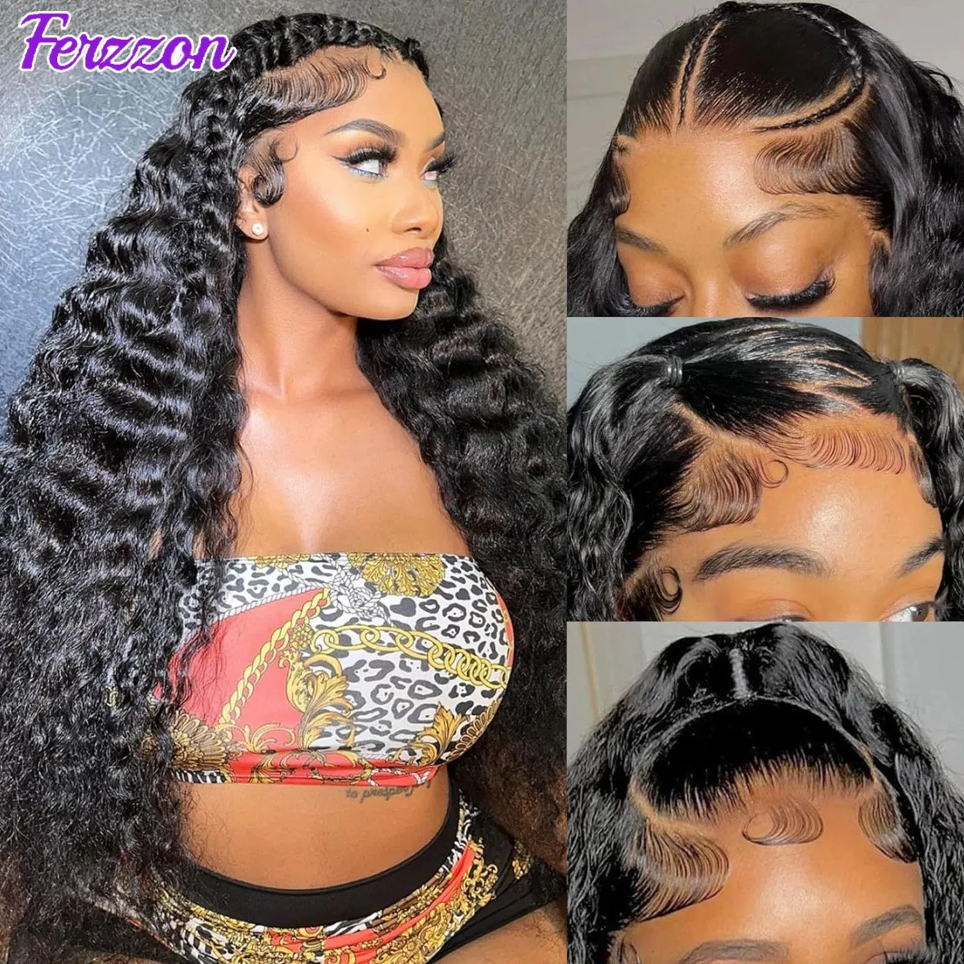 Deep Wave Lace Front Human Hair Wigs 13x4 180% Density 3 Day Delivery Brazilian Human Hair Wig Pre Plucked Transparent Lace Front Wigs