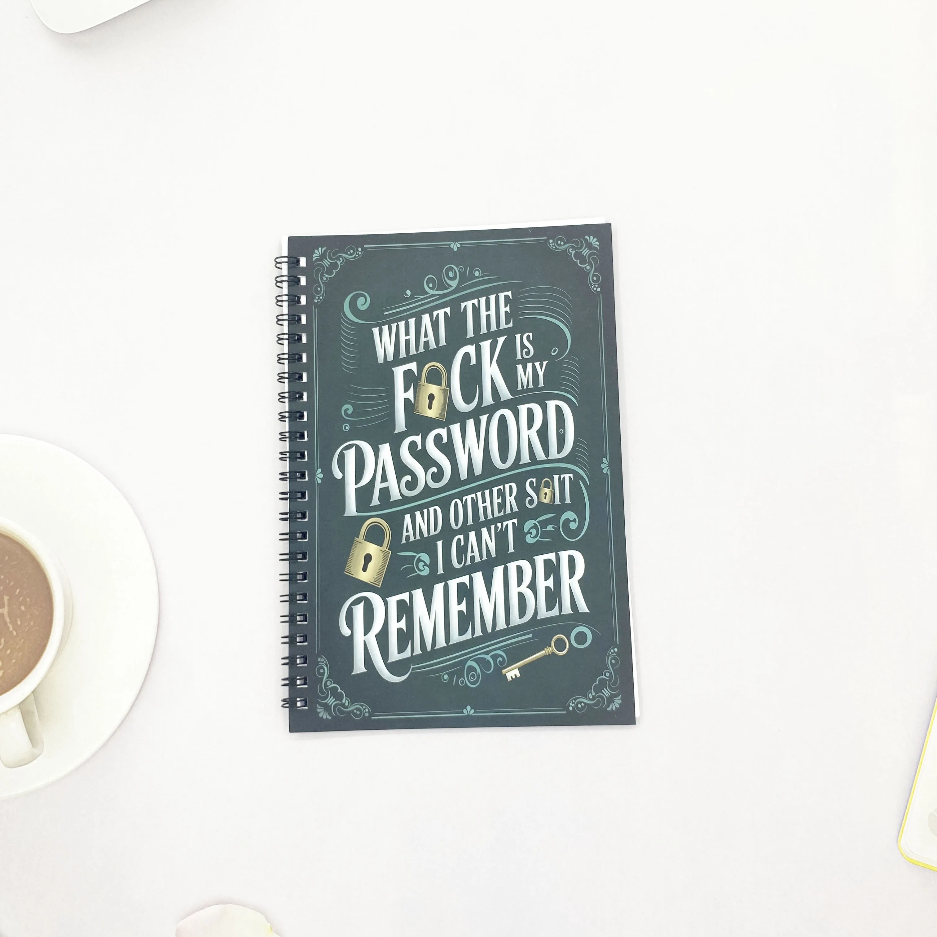 كتاب كلمة المرور الحلزونية |   1 قطعة |   تتبع التسجيلات وكلمات المرور |   استخدام المنزل/المكتب |   تصميم مفتاح الزخرفية