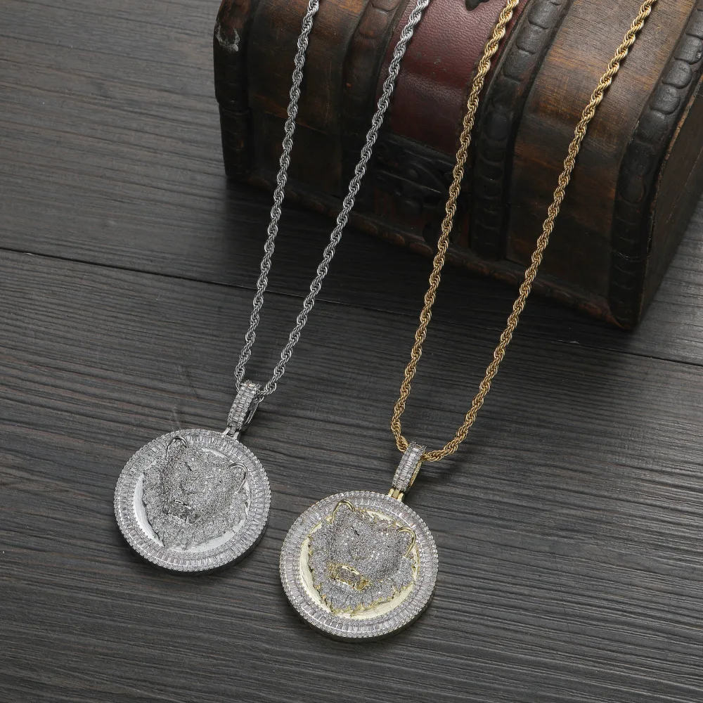 

Уникальное смелое мужское ожерелье в стиле хип-хоп, латунный цирконовый диск, длинноволосатый кулон в виде льва, аксессуар