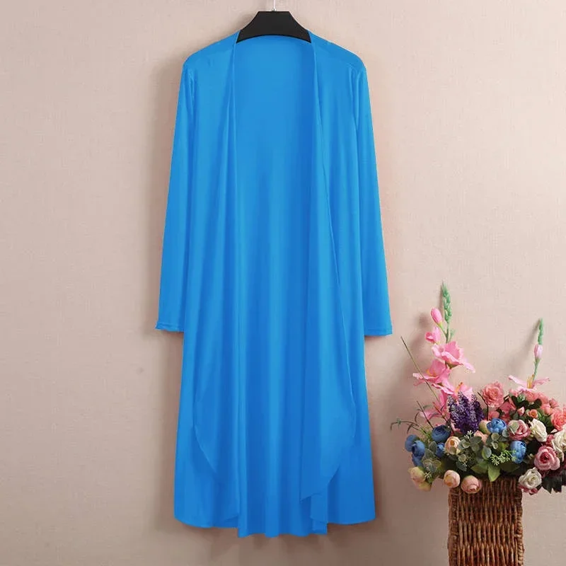 

Long Style Thin Sun-proof Jackets Women Breathable Solid Chic Loose Elegant Casual Female Coats Soft Outwear New Fashion Summer