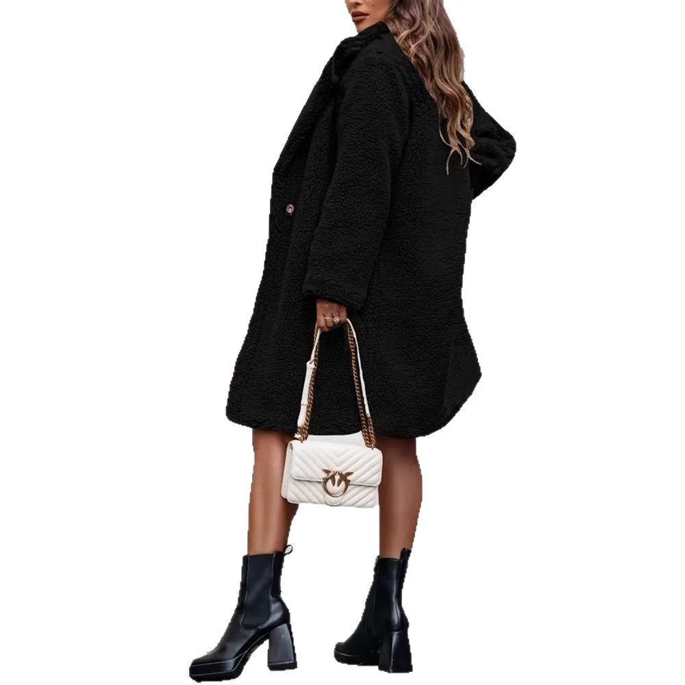 Turn Down Collar Long Sleeve Coat Mid Length Casual with Regular Sleeve Western Autumn Streetwear Loose Fit Women Jacket