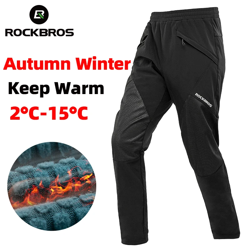 

ROCKBROS Winter Mens Cycling Pants EUR Size Windproof Keep Warmer Reflective Bicycle Pants Long Sports Bike Trousers Ciclismo