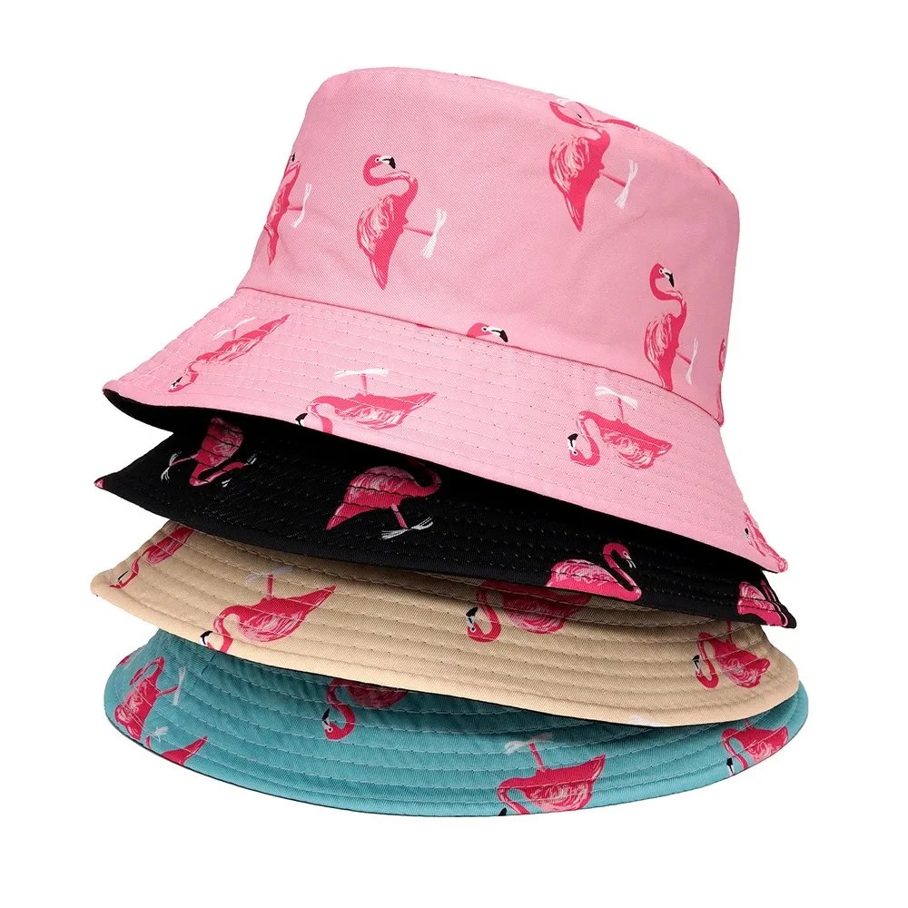 2024 Panama Bucket Hat Men Women Summer Bucket Cap Flamingo Hat Bob Hat Hip Hop Gorros Fishing Fisherman Hat