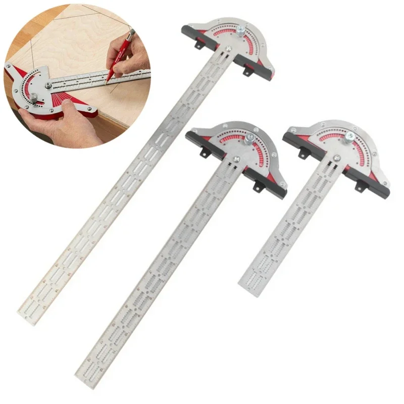 Woodworkers Edge Rule Woodworking Protractor Measure Tool Protractor Round Head Rotary Accuracy Angle Rule Carpentry Tool