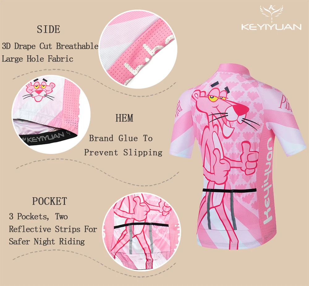 KEYIYUAN New Summer Short Sleeve MTB Clothing Tops Child Bicycle Shirt Kids Cycling Jersey Set Boy Girl Sponge Gel Pant Pad