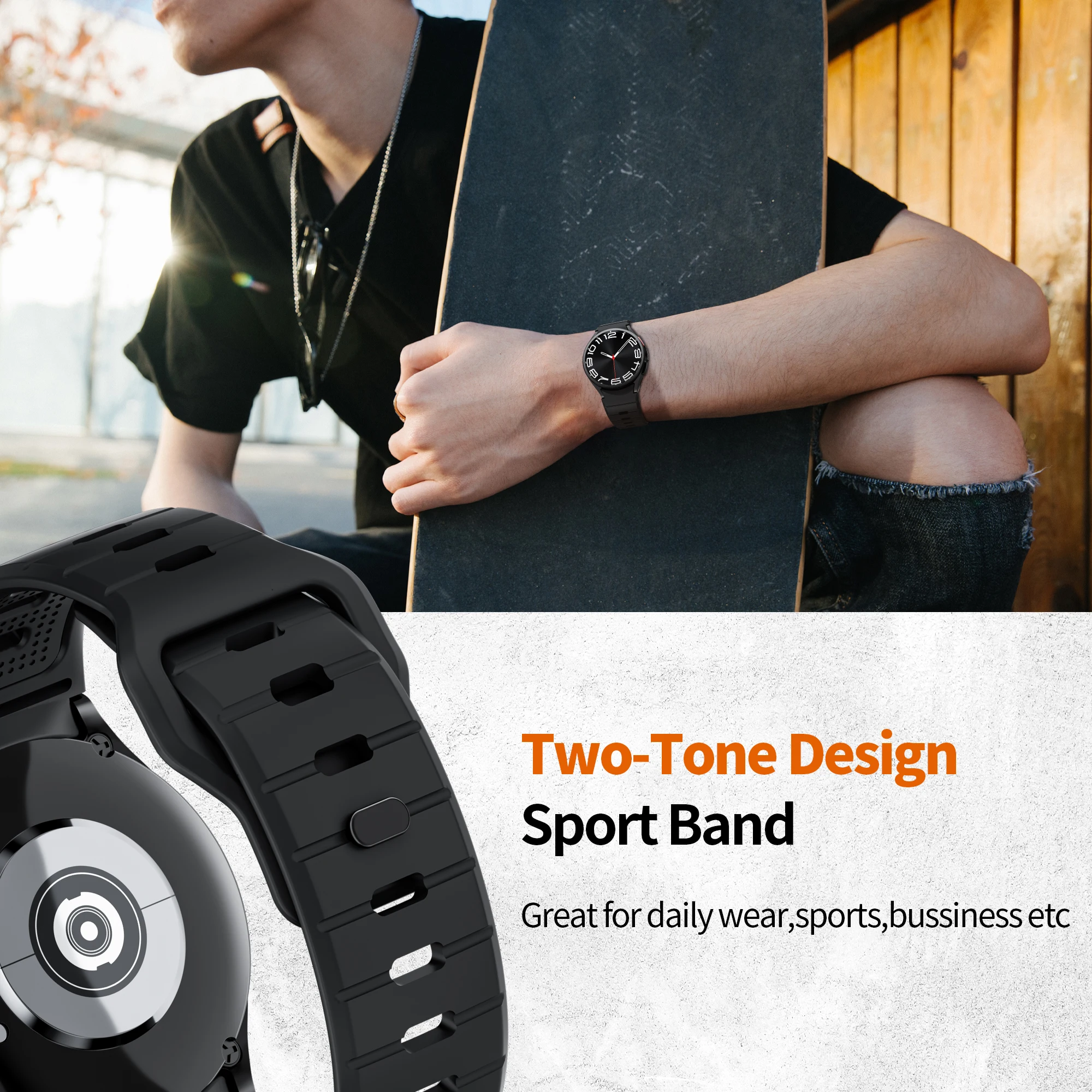 Pulseiras para samsung galaxy watch 7 6 4 clássico 5 pro 40mm 44mm silicone esporte sem lacunas pulso correa pulseira galaxy watch 7 banda