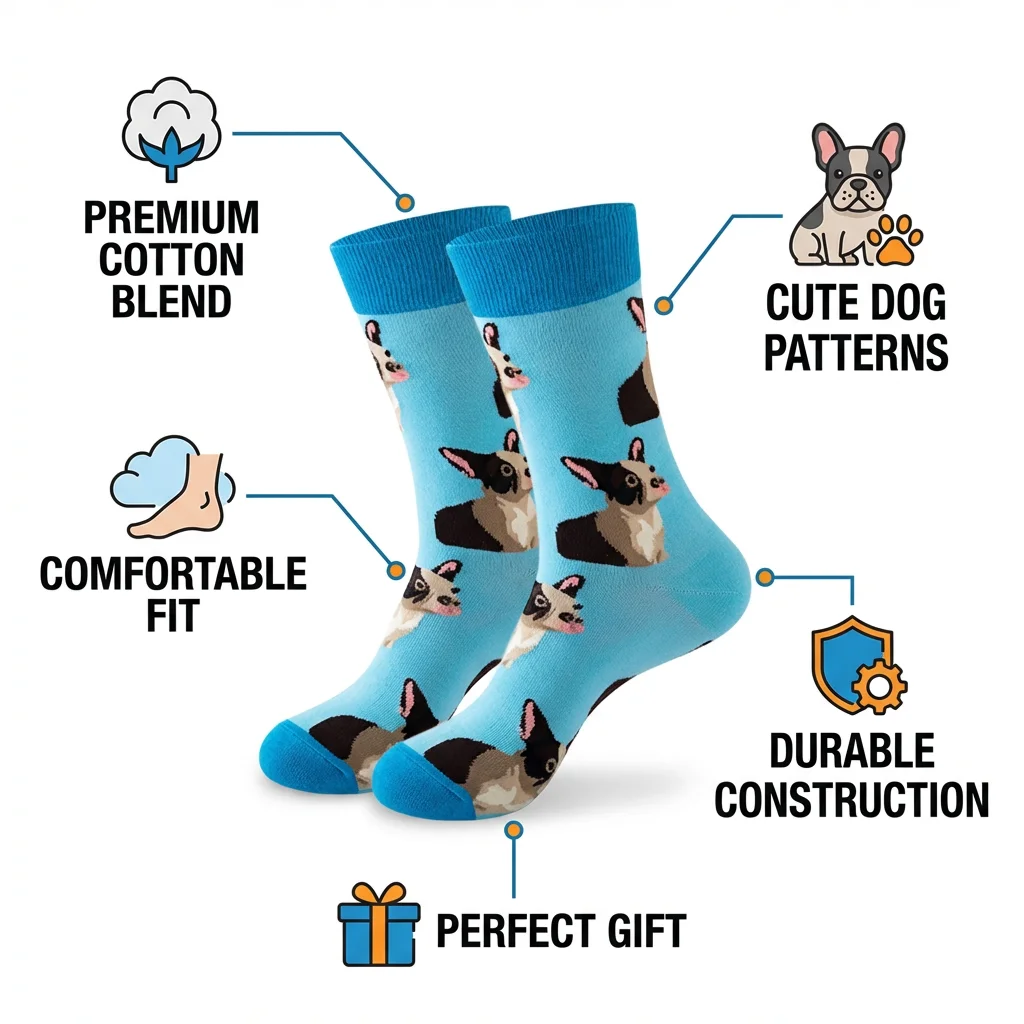 5 Pack Men\'s dog Socks Colorful Cute Funny Crew Socks,Novelty Gifts for Teenage boys boyfriend Animal Lovers