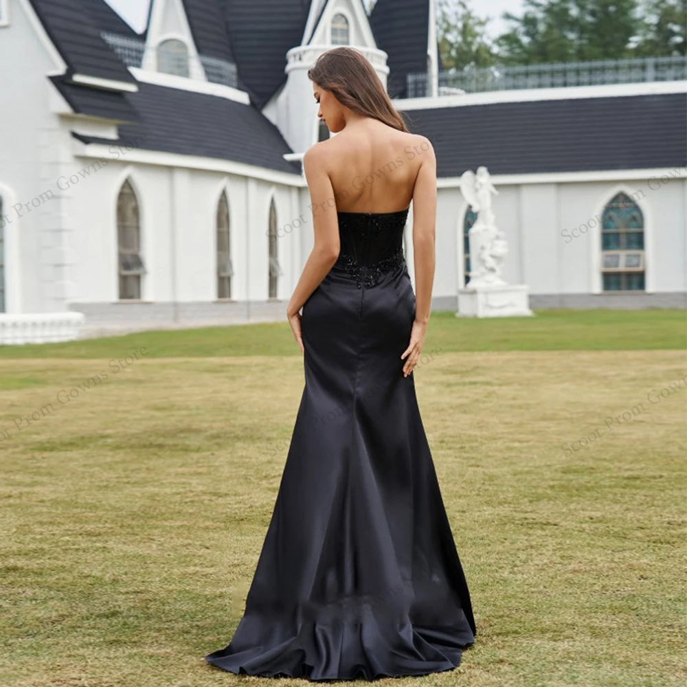 Charming Strapless Evening Dresses for Girls 2025 Customized Sleeveless Prom Gowns with Jersey New Beading Robe De Soirée Summer