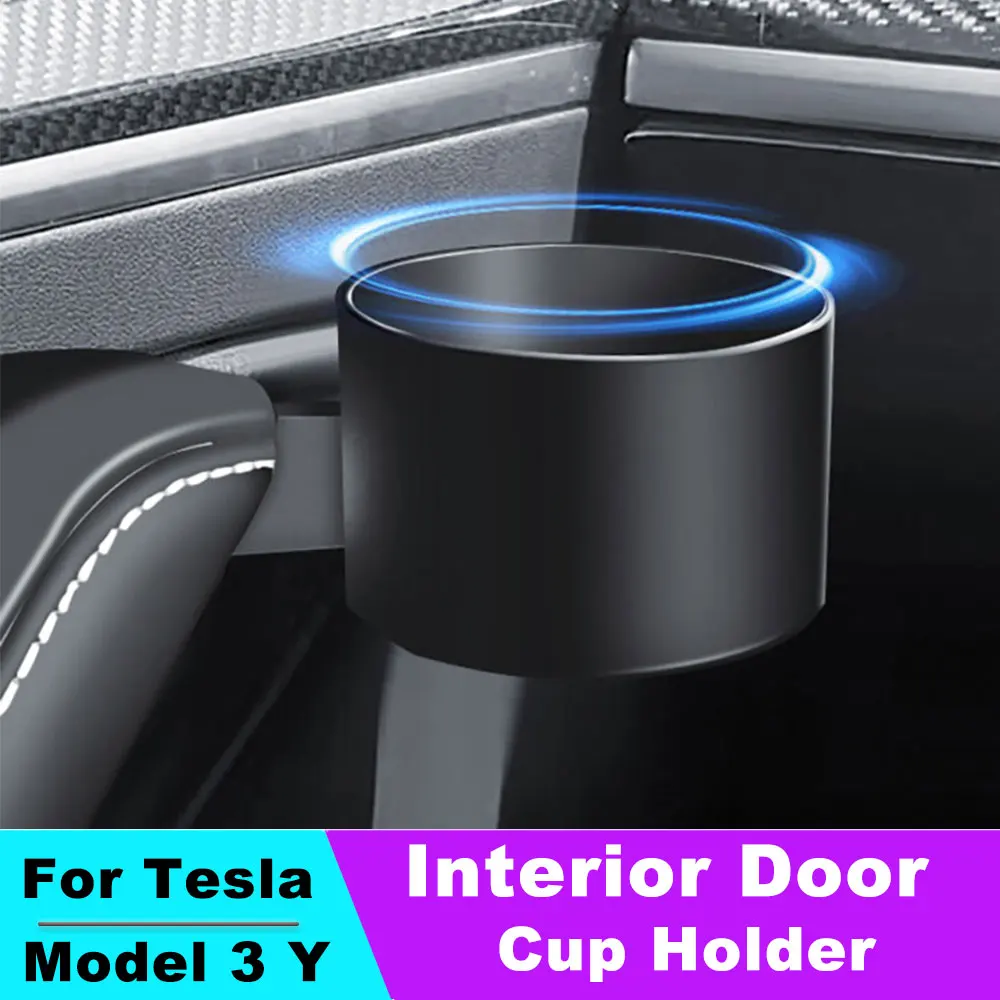 Car Cup Holder Vehicle Storage Box For Tesla Model 3 Y Auto Interior Door Mount Drink Rank Coffee Water Bottle Stand Black White