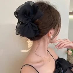 Elegante Chiffon Bow com grande volume de cabelo, Garota Grab Clip, Girl's Back Brain Fashion, Sweet Hair Accessories, Verão