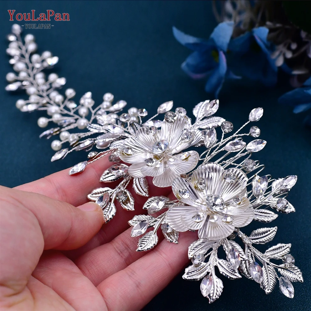 YouLaPan, elegante diadema de boda con peine, perlas hechas a mano, tocado de novia, tocado de mujer para niñas, joyería para el cabello nupcial, Tiara HP511