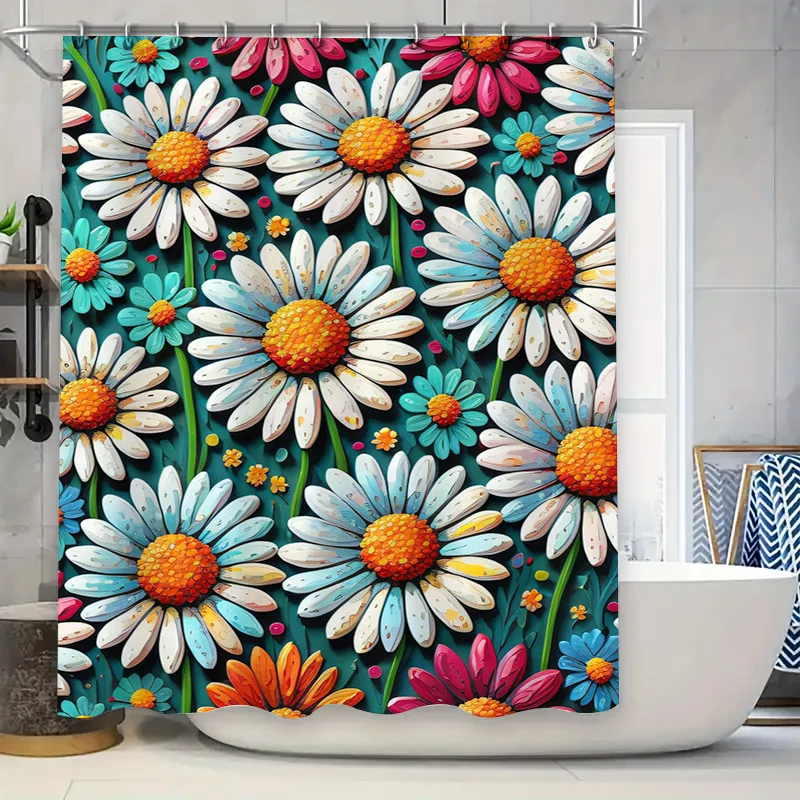 

Яркая цветочная занавеска для душа, водостойкая полиэстеровая занавеска с принтом для ванной комнаты, декоративный домашний декор, цветы, картина, настенная подвеска 36x72 Inc
