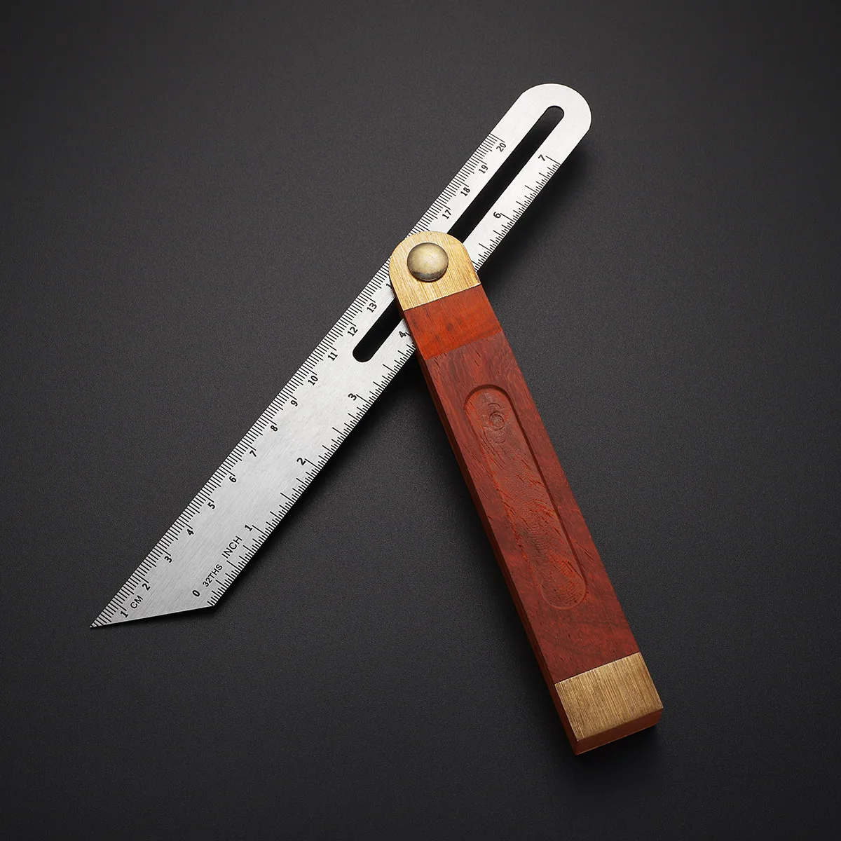 

2 pcs StainlessSteel Blade RedWood H Angle Ruler 9Inch Sliding TBevel Carpenter Tool Adjustable Depth Gauge transfer angles