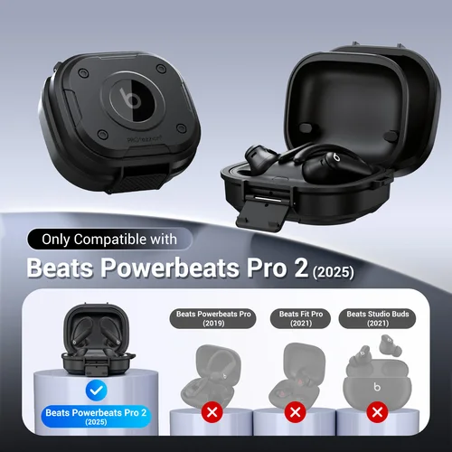 Imagen 2 del producto Para Beats Powerbeats Pro 2 funda protectora para auriculares para Powerbeats Pro 2 2025 funda de transporte con llavero mosquetón