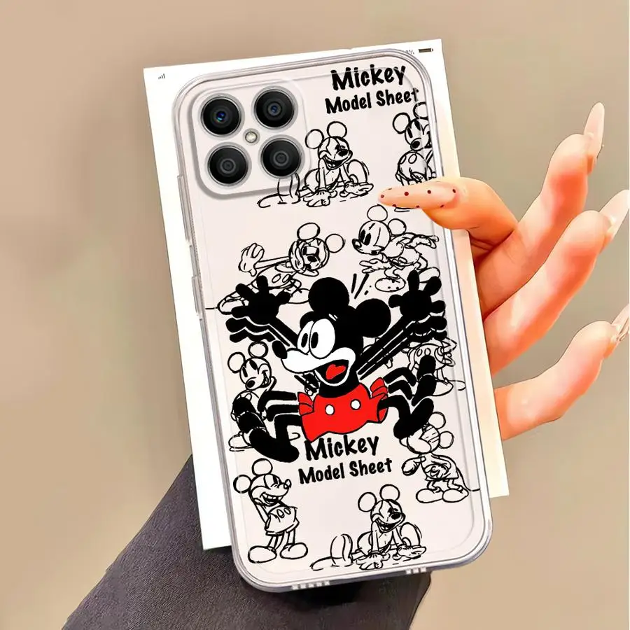 Funda de teléfono para Honor X9a X7b X9b 90 Lite X8a X8b X8 funda transparente Disney divertida Mickey Minnie