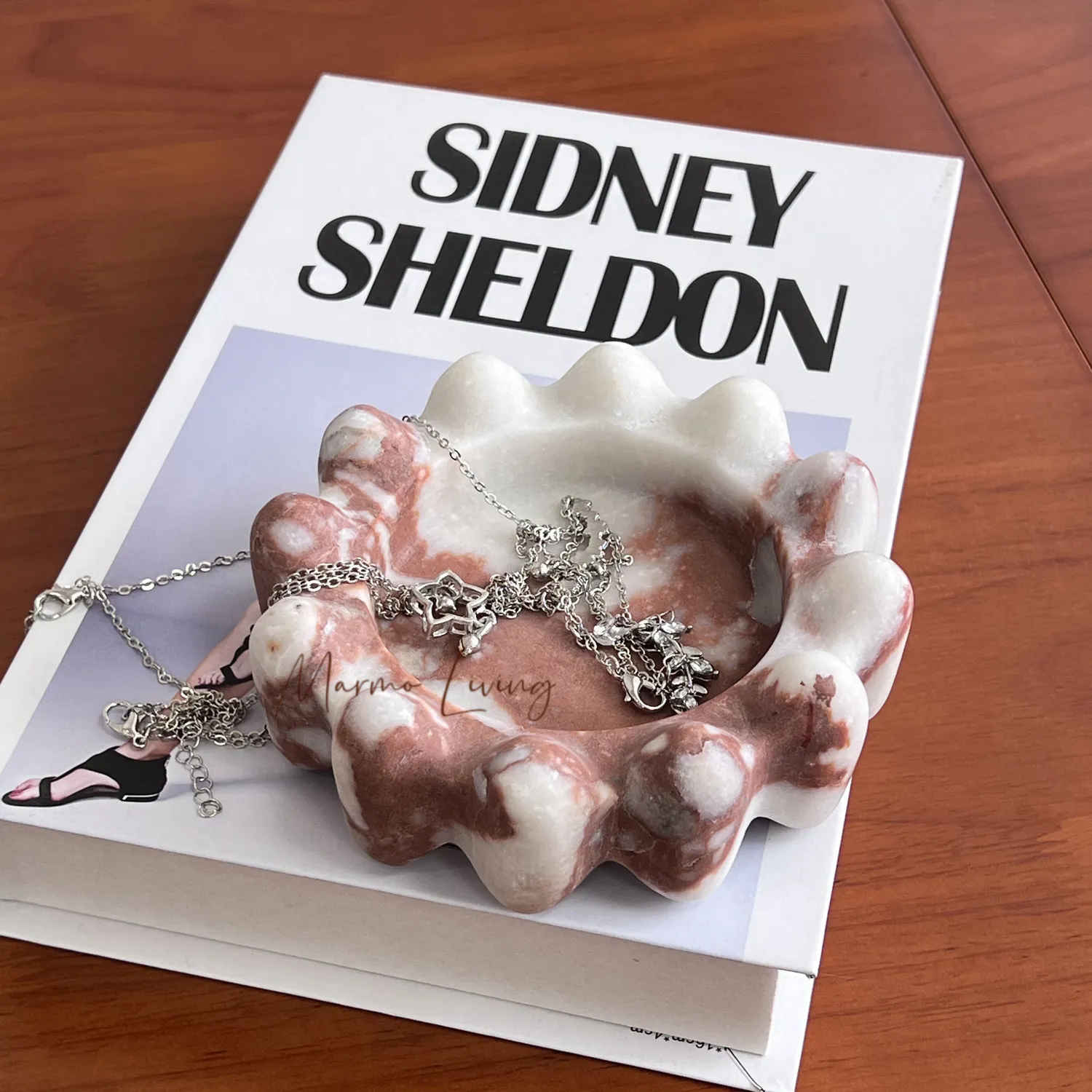 

French Luxury Marble Jewelry Tray Bobble Catchall Elegant Decorative Dish for Women Desktop Organizer