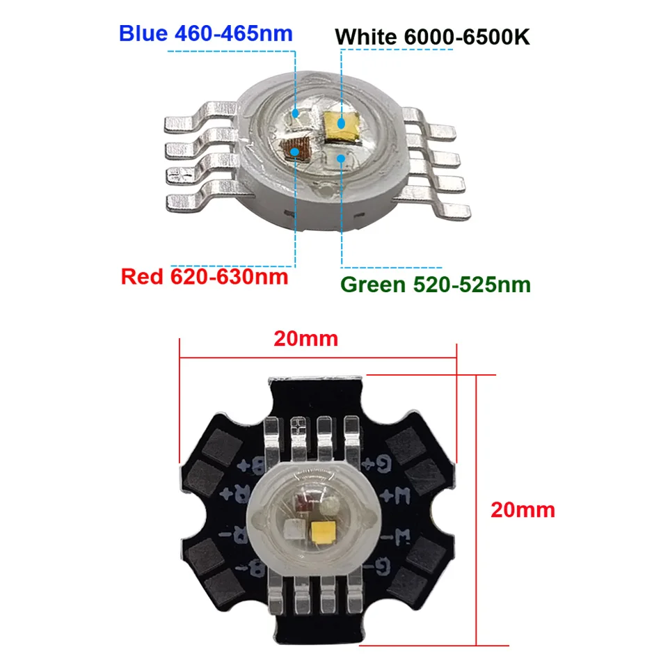 LED RGBW RGBWW 4W 12W 4X3W 4X1W High Power chip Beads Lamp 8pin 4 in 1 Diode Colorful Sources DIY For Stage Spot Lighting