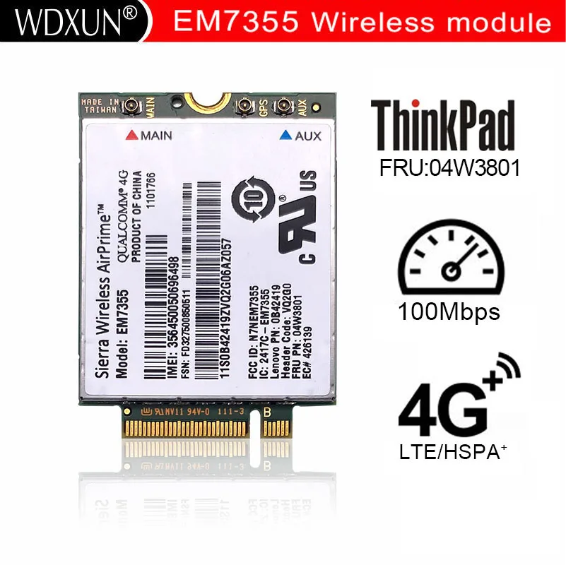 Wireless Airprime Em7355 Qualcom Gobi5000 Ngff 4g Lte Module For X240 T440 T540 W540 Fru:04w3801 Network Modem