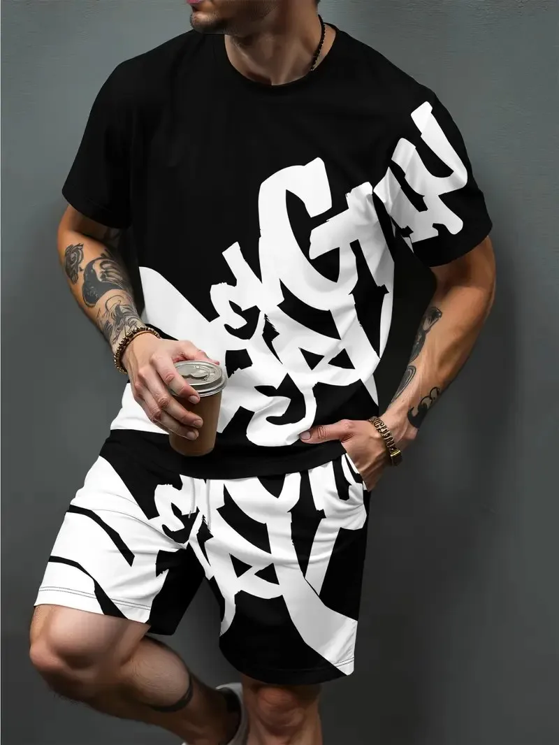 

2026 Summer New Mens Suit Street Casual Fashion With Soft Comfortable Breathable And Lightweight 3D Letter Pattern Printing