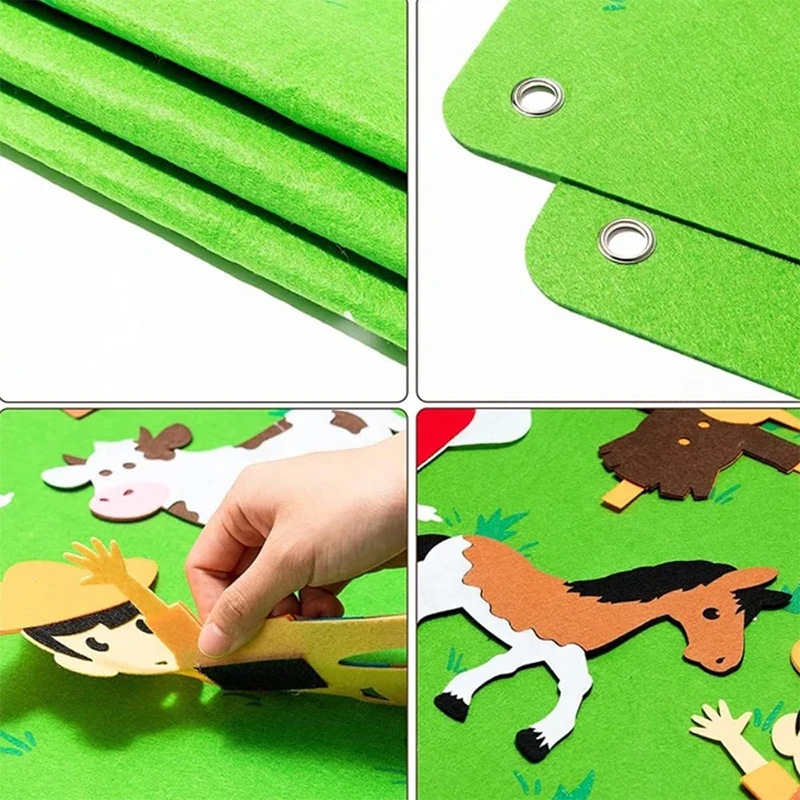 Kids DIY Felt Board Toys Montessori Story Board Interactive Puzzle Early Learning Cartoon Pattern Wall Decoration Baby Toy Gift