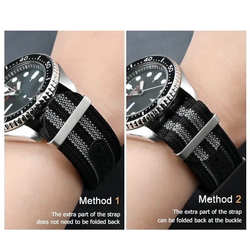 Полосатый ребристый нейлоновый ремешок 20 мм 22 мм, мужской спортивный сменный браслет, ремешок для часов Seiko, аксессуары для часов Omega Seamaster