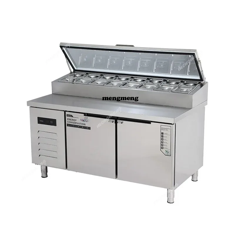 Commercial Multifunctional Salad Bar Counter Fresh Keeping Workbench Slotted Cold Vegetables Fruit Refrigerator