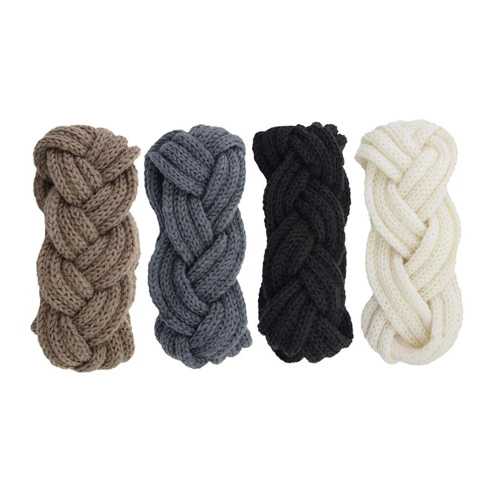 4 قطعة عقال محبوك غزل الصوف الأذن دفئا للنساء جديلة تصميم رباط شعر دافئ للرياضة في الهواء الطلق التزلج السفر #6