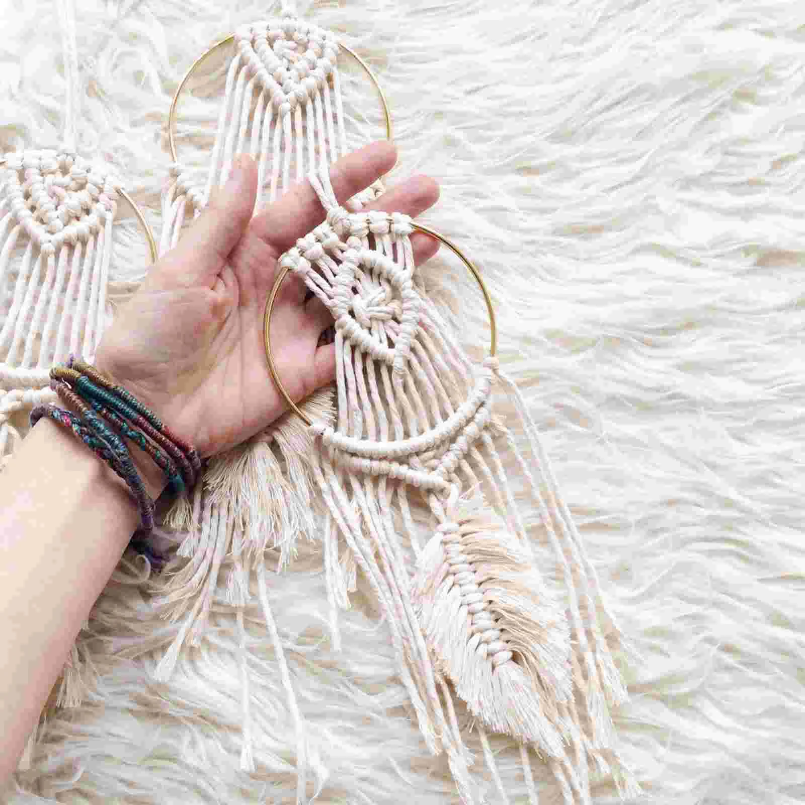 10 pezzi centrotavola a cerchio cerchi artigianali acchiappasogni floreale macramè fornitura dorata