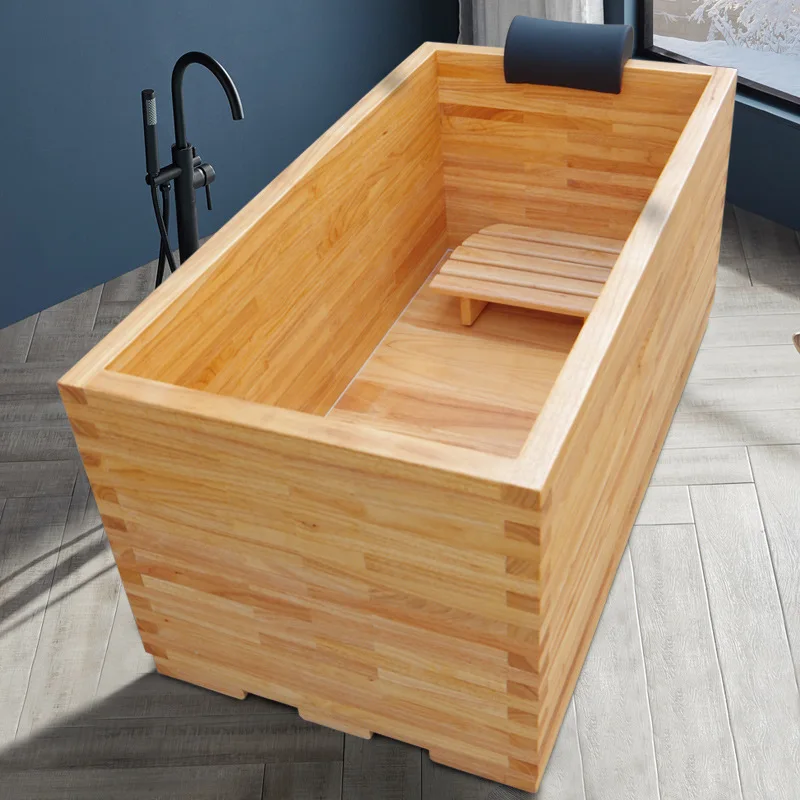 Rectangle bath bucket, wooden tub, bath tub, Japanese-style wooden bathtub, adult household large bath tub, beauty salon