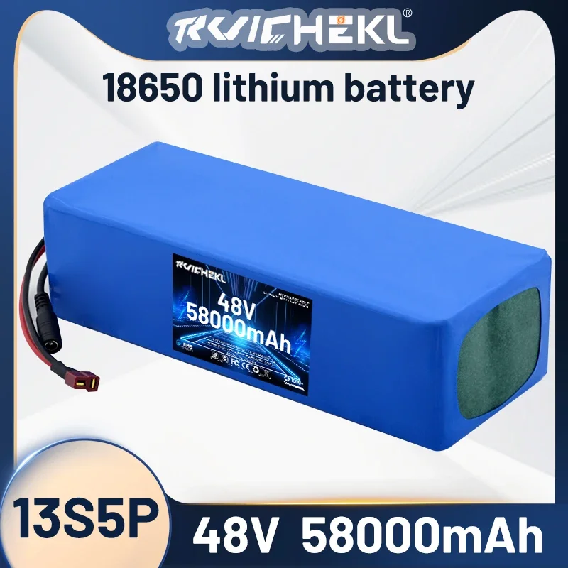 Battery-poweredtricycle 13S5P 18650 lithium battery pack,48V,58000mAH,BMS integrated,54.6v charger 500-1000W high-capacity