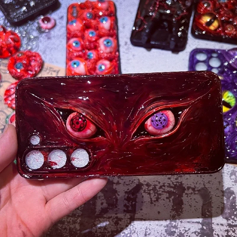 4139 Original 3D Handmade Mobile Phone Case Dark Anime Style Bloody Beast Eyes Horror Gothic Art Mobile Phone Case Custom Gift