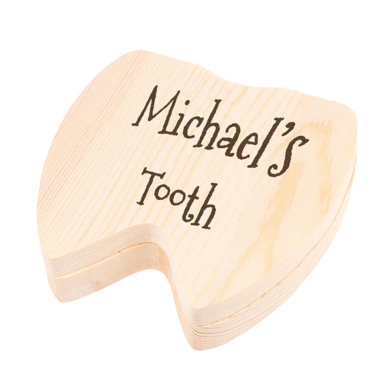 Personalized Name Tooth Fairy Box Wooden Laser Engraved Keepsake Box Wood Tooth Holder New Baby Gift Keepsake Box