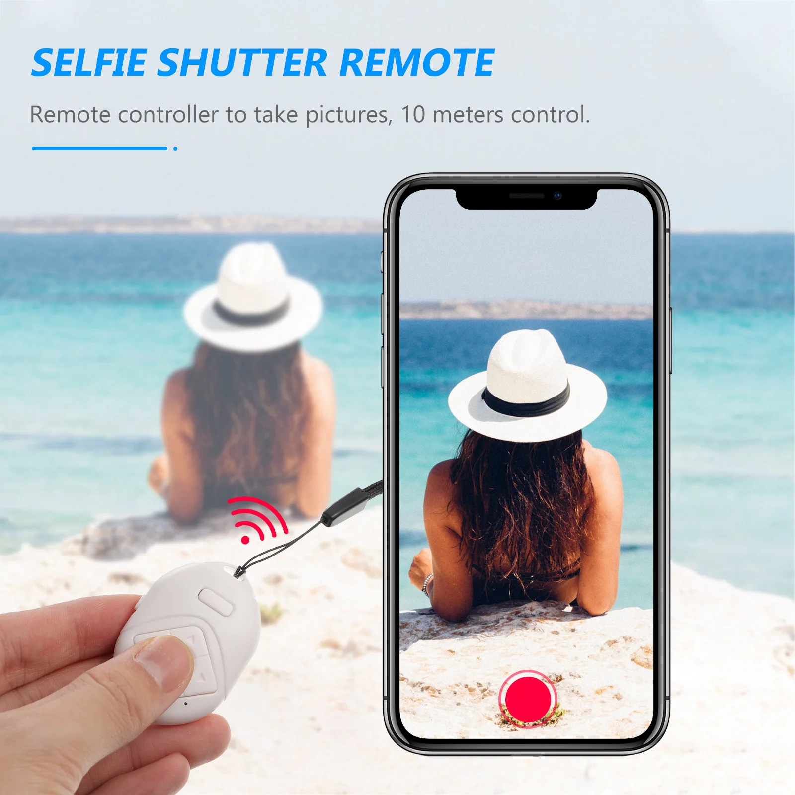 

1Pcs Wireless Selfie Control 10m Range Multi Purpose Photo Video Playback Volume Adjust