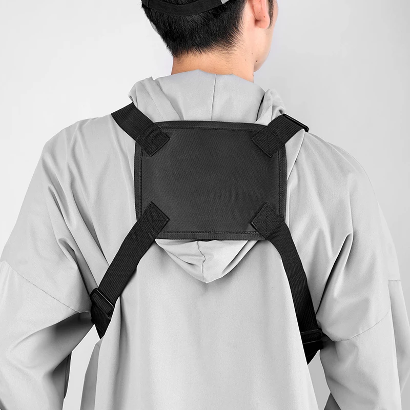 Saco resistente ao desgaste para estudantes, saco de colete tático, vários bolsos, design reflexivo, mochila de streetwear hip-hop