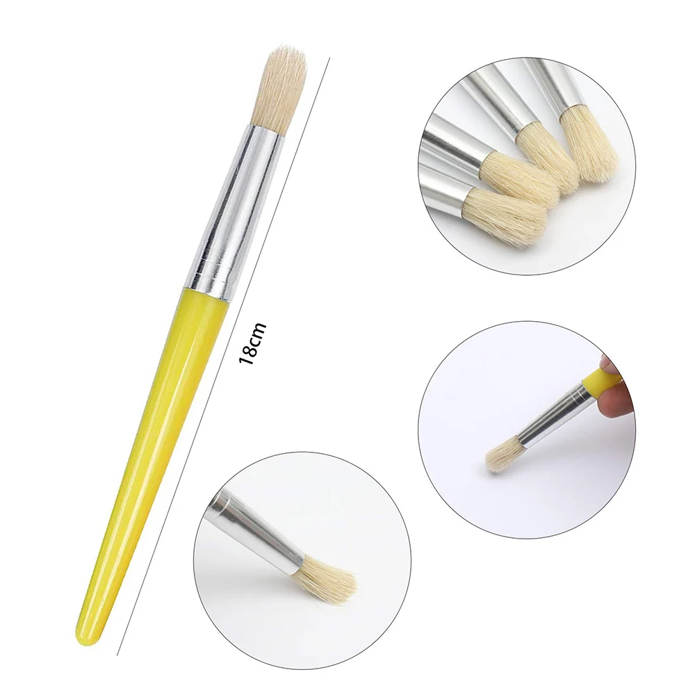 4pcs Round and Flat Bristle Artist Paint Brushes for Student Tempera Graffiti Acrylic Oil Watercolor Painting