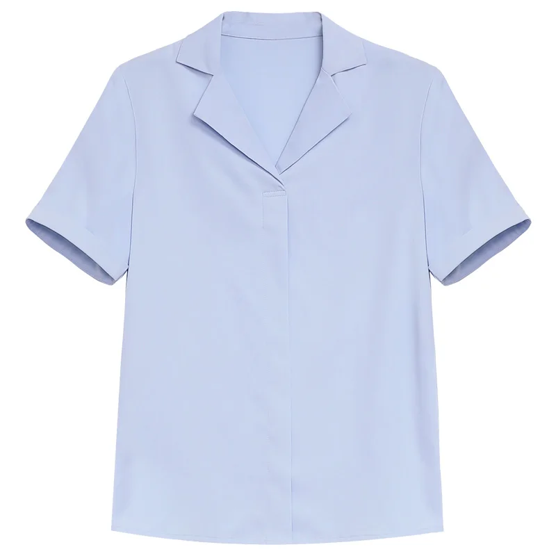 New Korean Style Fashionable Versatile Short Sleeved Chiffon V-Neck Top For Women'S Summer Thin Style Professional Dress Shirt