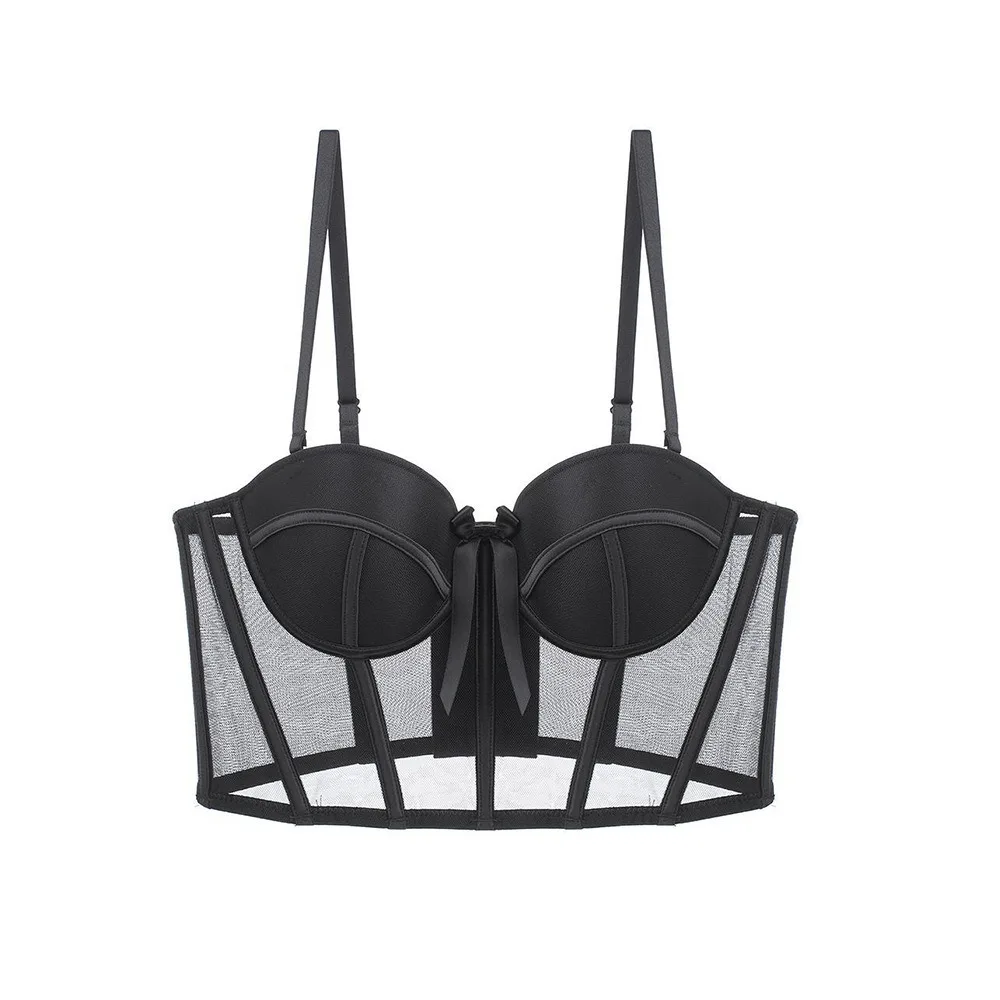 

Sweet Thin Fishbone Vest Bras Seamless Bowknot Underwear for Women Lingerie Close-fitting Push Up Bra Women