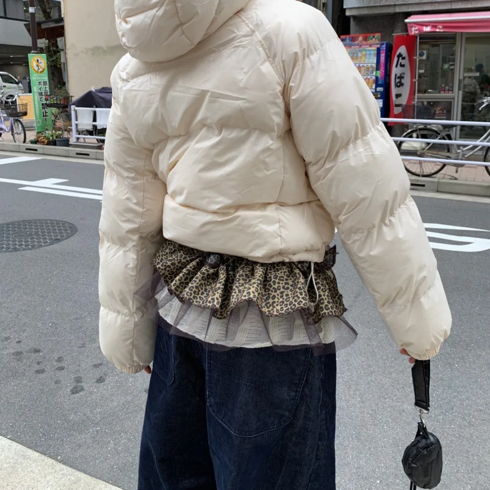 Bufanda de cadera con estampado de leopardo de Hip-hop, falda de malla dulce con borde con volantes, pretina Y2K, extensor de camisa, trajes de capa, cinturón, accesorios de cintura