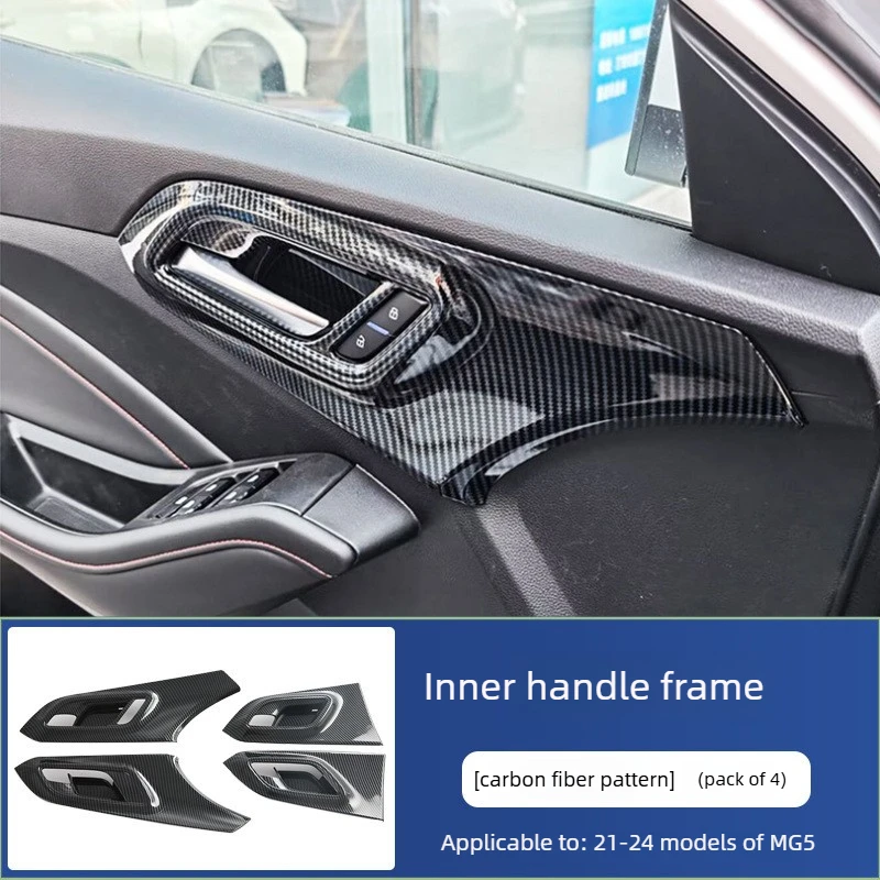 

For MG MG5 2021 2022 2023 2024Car Inner Door Handle Cover Frame Trim Accessories - ABS Carbon Fiber interior decoration frame