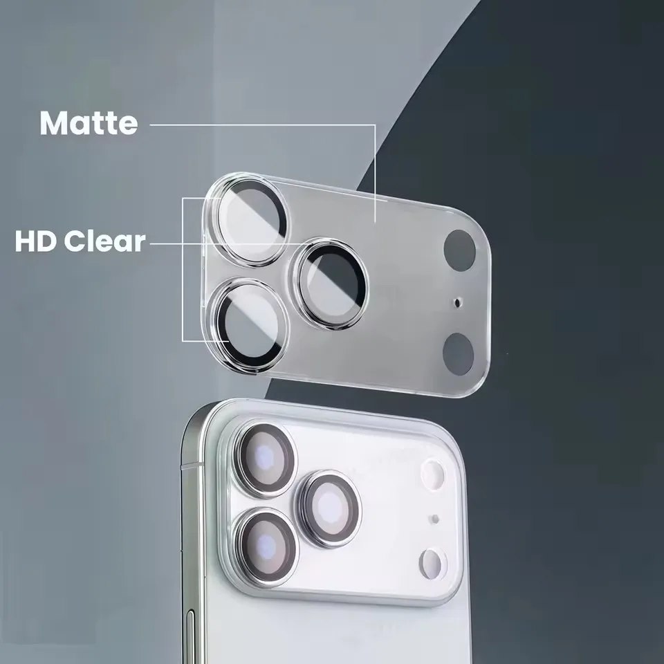ماتي كاميرا الكمبيوتر حامي عدسة الزجاج آيفون 17 برو ماكس 17 الهواء ثلاثية الأبعاد غطاء كامل عودة عدسة الحال بالنسبة آيفون 17pro للصدمات