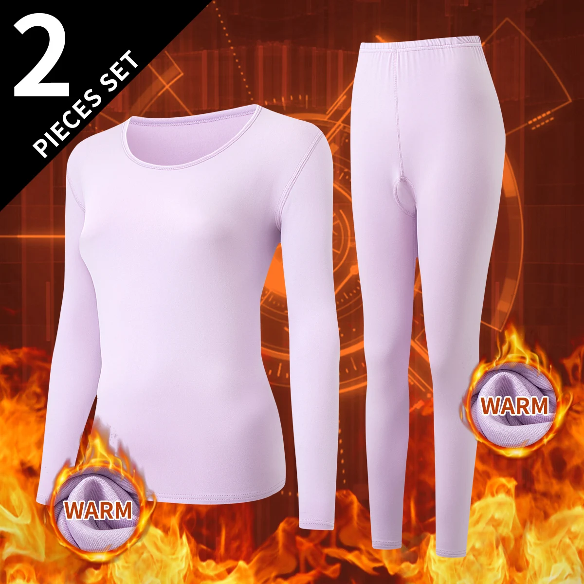2-Piece Autumn/Winter Women's Set Warm Round Neck Solid Color Multi Color Fashionable And Comfortable Daily Sweat Absorption