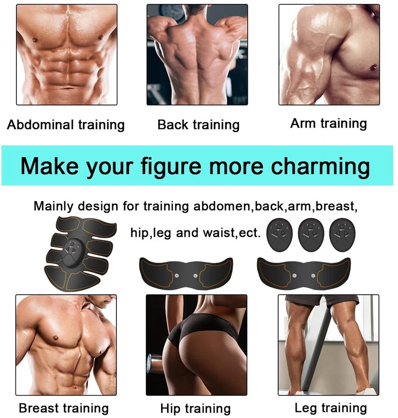 The Men Muscle Stimulator Abdominal Trainer Smart Abs Stimulator Fitness EMS Muscle Massager Electric Slimming Massage Machine