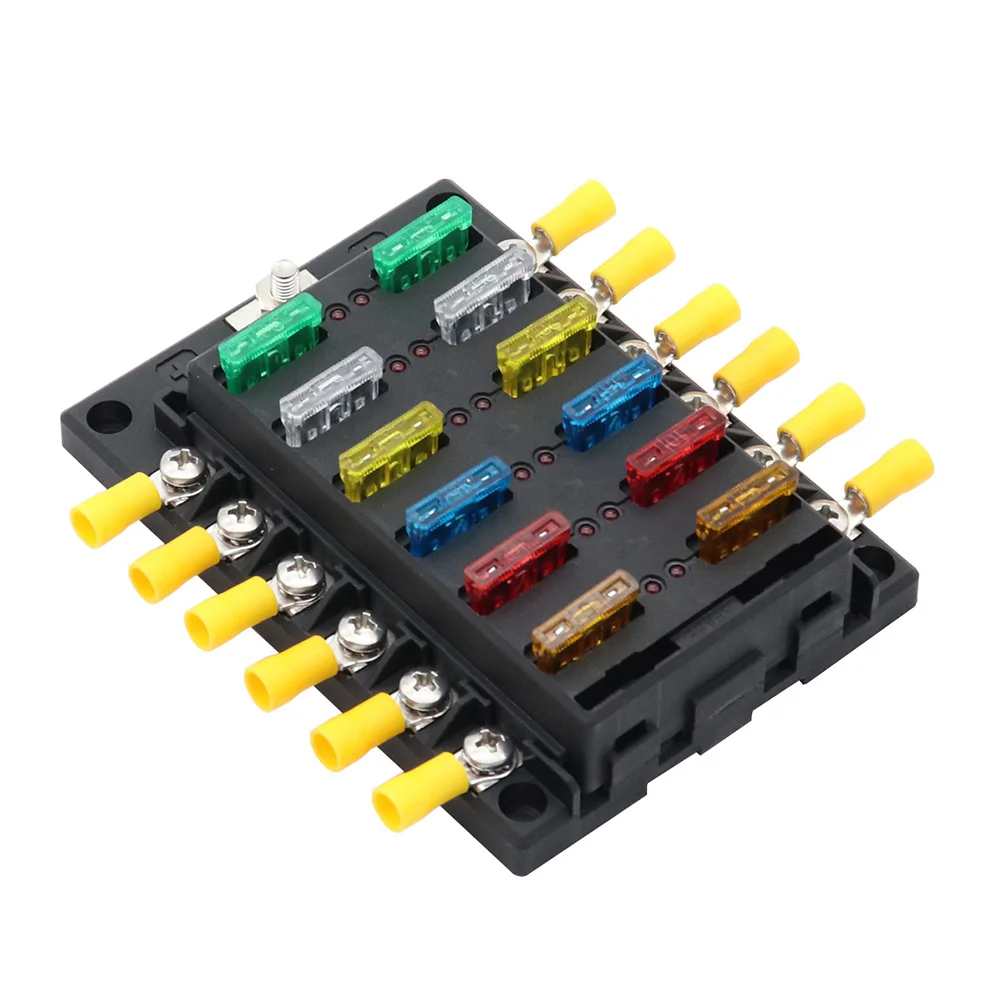 قطعة حامل الصندوق 12 طريقة كتلة صغيرة لقارب شاحنة أنظمة الصوت والفيديو Led مؤشر تحذير أسود المسمار محطة سيارة فيوز صندوق 12 #6